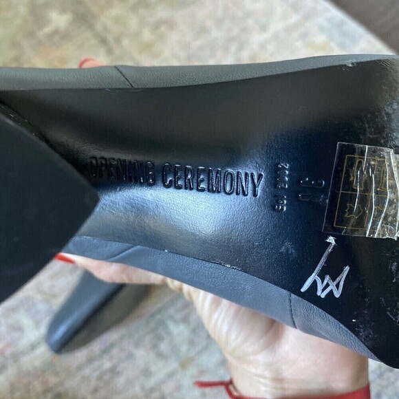 Opening Ceremony Dylan Stretch Leather Gray Ankle Boots Size 38 Chrome Heel - Picture 8 of 10